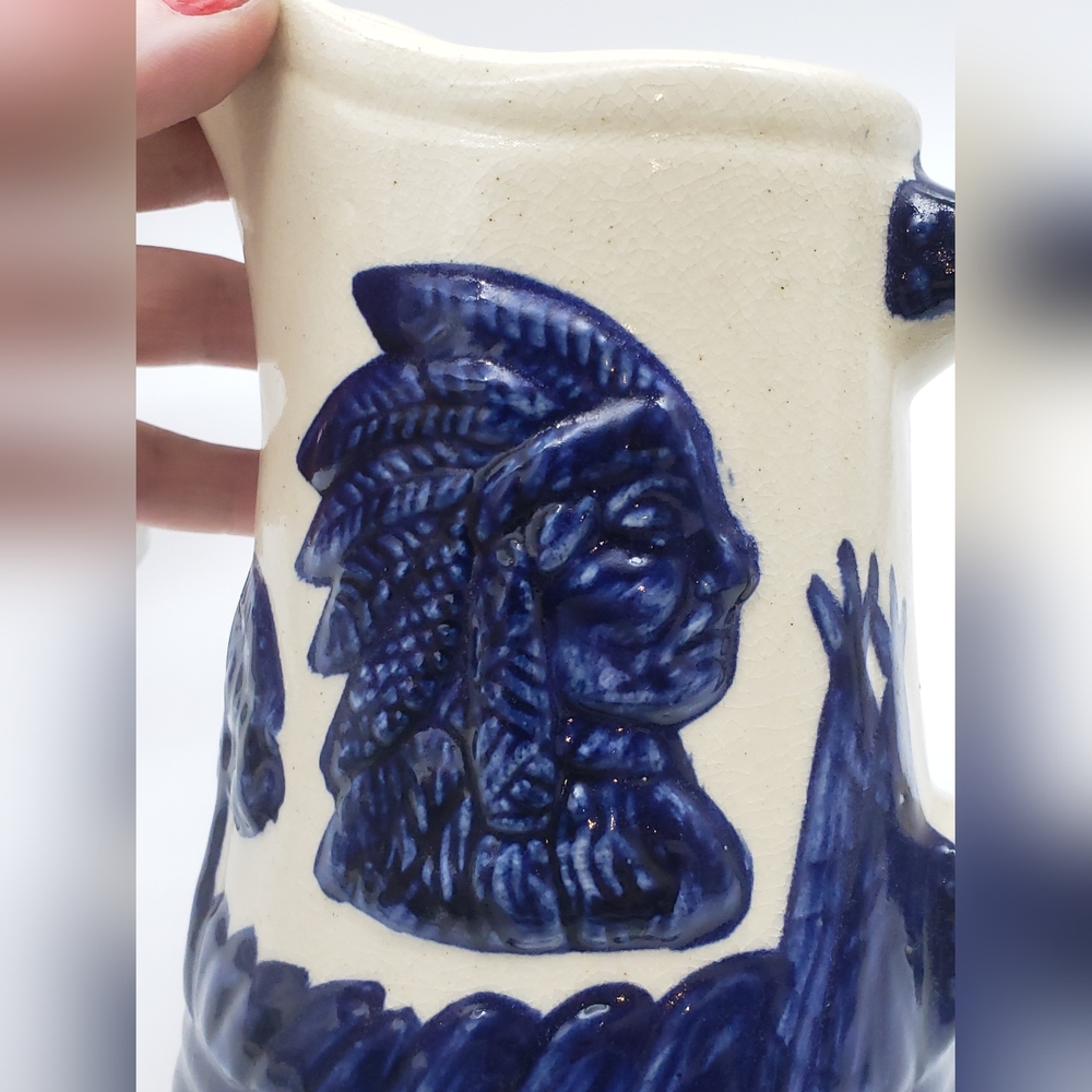 Vintage Old Sleepy Eye Cobalt Blue Pottery Pitcher - Picture 9 of 13